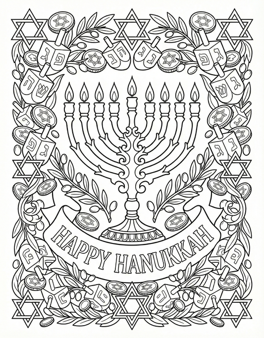 Celebrate the Festival of Lights: Beautiful Hanukkah Coloring Pages for All Ages